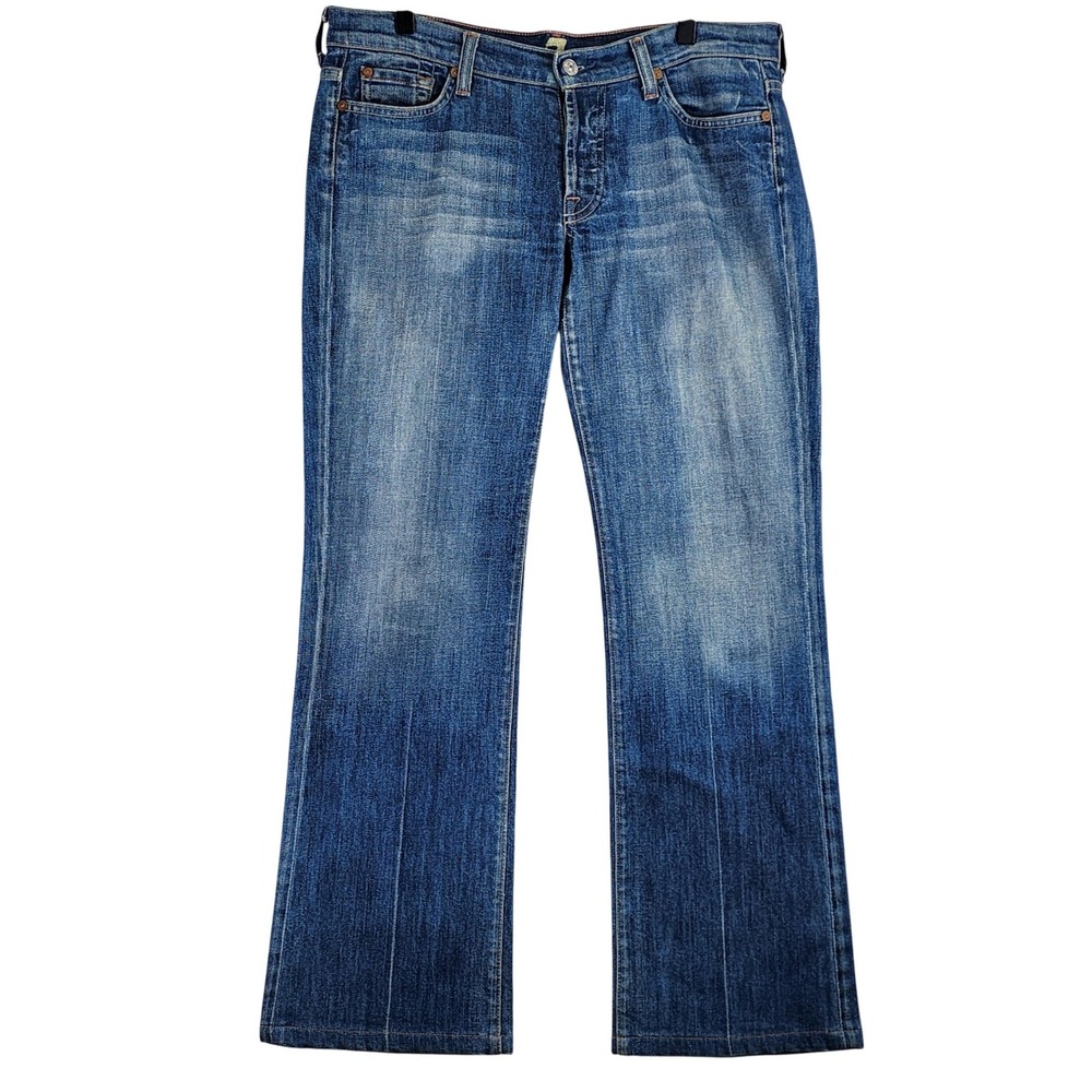 7 For All Mankind Bootcut Jeans Womens 30‎ Blue Medium Wash Stretch USA Made